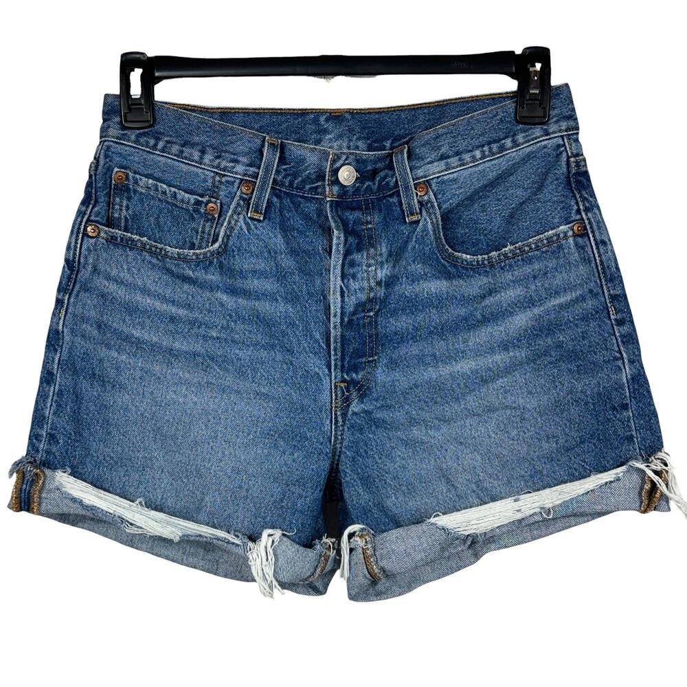Levi’s 501 SZ W30 Jean Shorts Button-Fly Distressed Hi-Rise Cuffed Hems Pockets